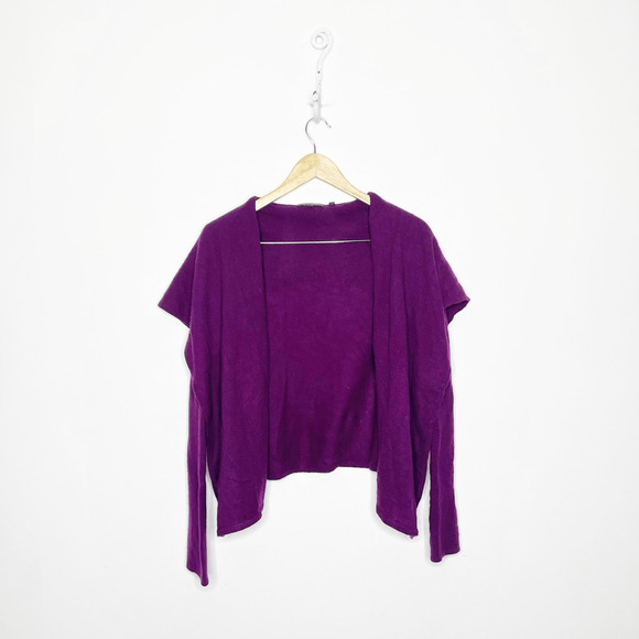 REPEAT CASHMERE Open Cashmere Cardigan Shawl Neck Purple womens 42 L - Picture 1 of 9